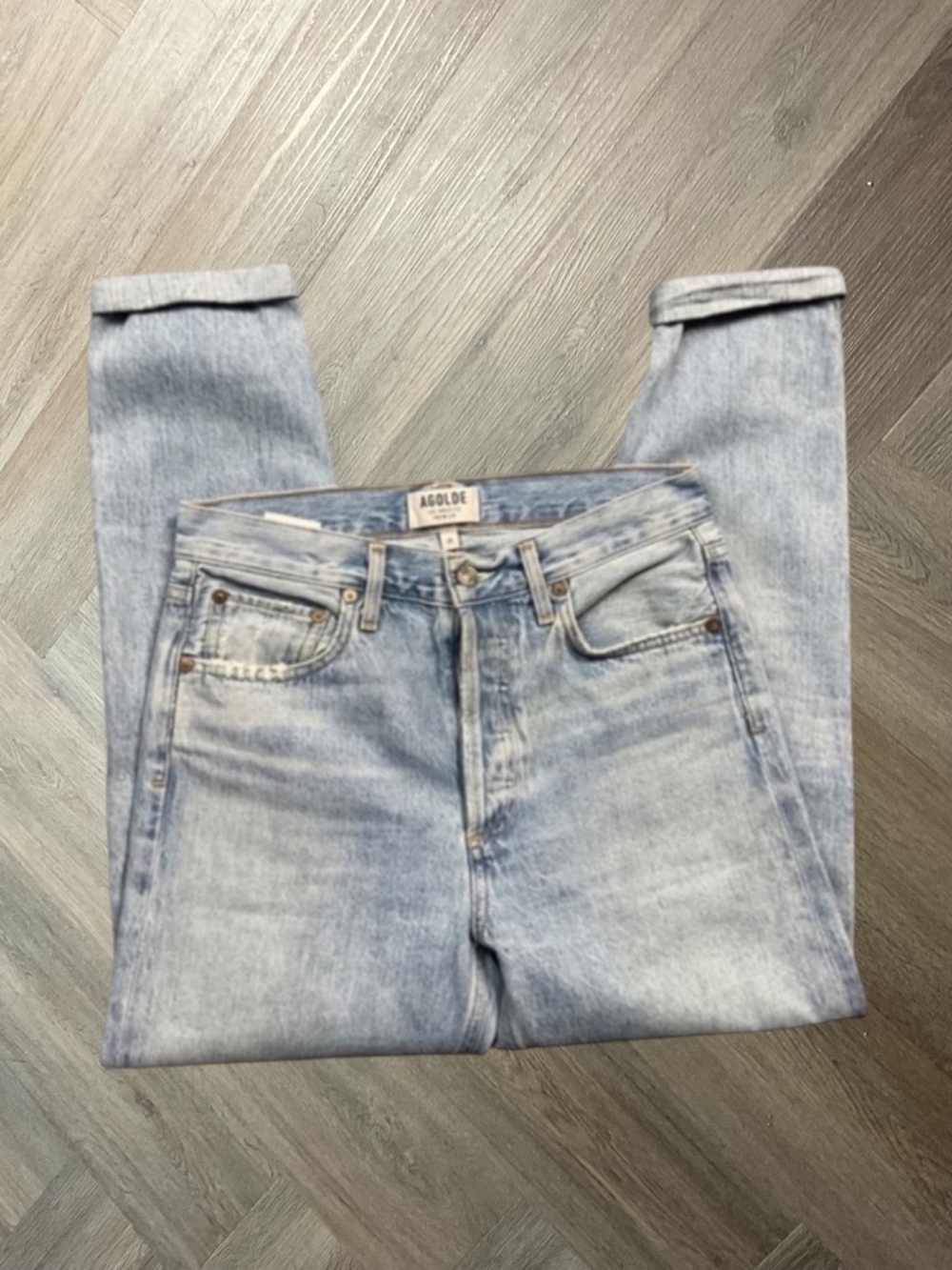 AGOLDE Jamie High Rise Straight Ankle Jeans Womens 26 Light Wash Y2K Boho Classy